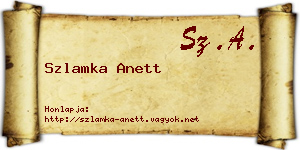Szlamka Anett névjegykártya